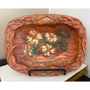 The Ozarks Missouri State Flower Dogwood 1940's Multi Use Durable Syroco Tray